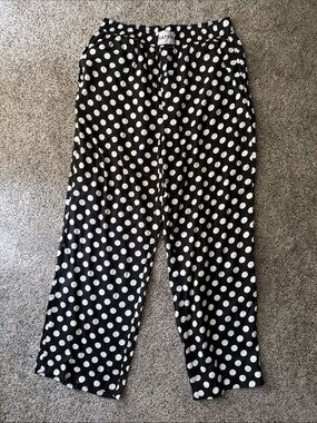 Katydid Black Wide-Leg Polka Dot Pants